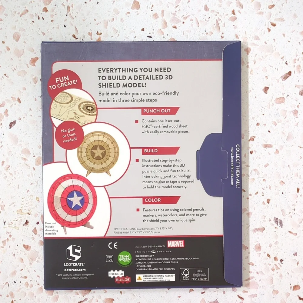 Marvel | IncrediBuilds Captain America Wood Shield Building Kit | New